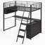 Lit mezzanine en métal avec DEL, bureau et 4 tablettes de rangement-397563960
