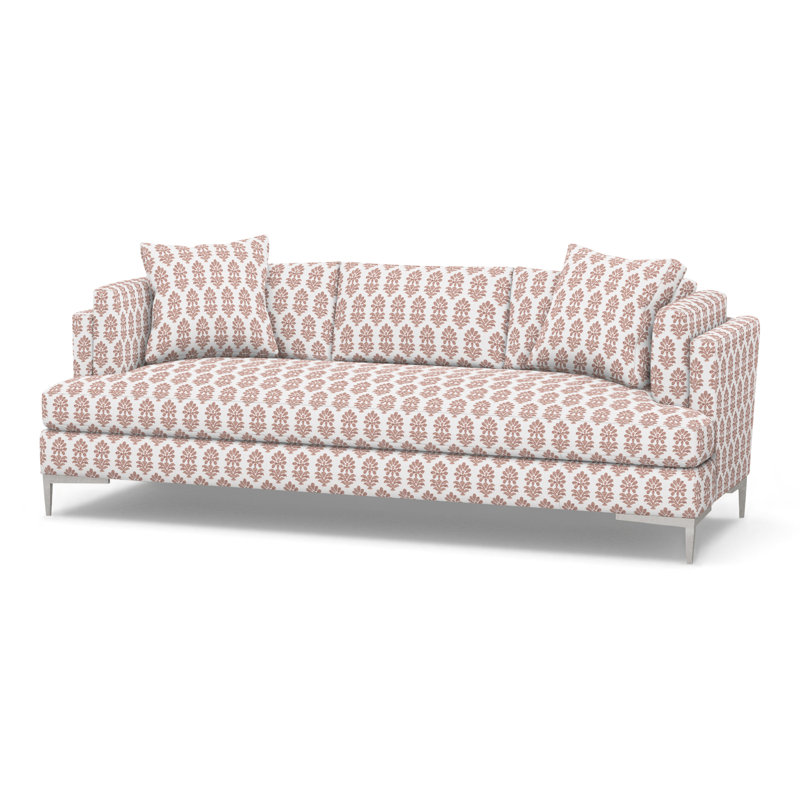 Aiden Upholstered 90.5'' Sofa, Polished Stainless, Perigold Francine Dusty Rose