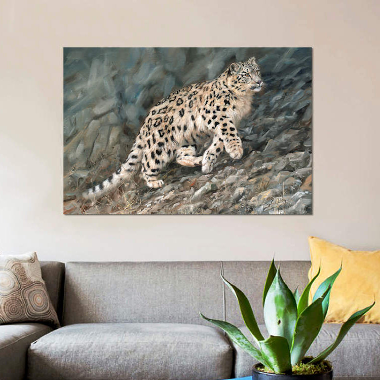 « snow leopard jambage », reproduction d’impression sur toile, H 8 po x l 12 po x P 0,75 po, Toile tendue, Pas de tapis