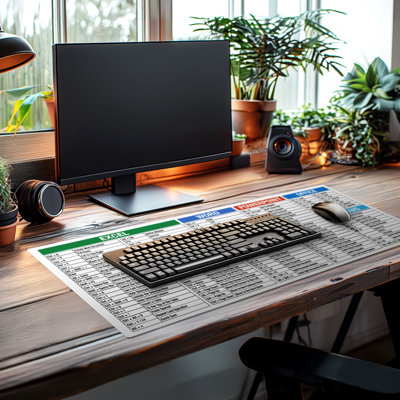 CounterArt Large Waterproof Desk Protector-Office-Windows Cheat Sheet 32” x 16”