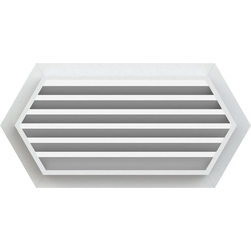 Évent à pignon horizontal en PVC avec cadre plat blanc, H 19 po x l 17 po x P 3 po