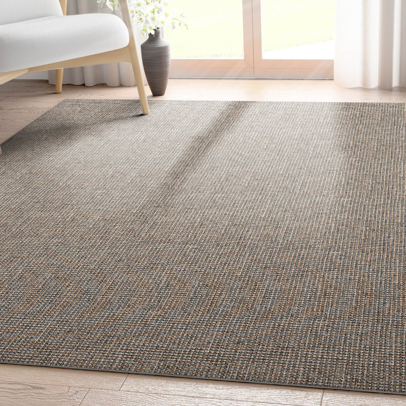 Faux-Jute Airedale Solid & Striped Flat-Weave Grey Area Rug