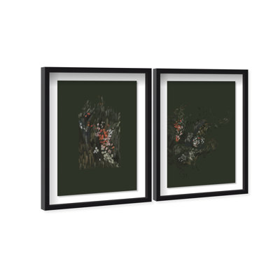 Dancing Petals Set Shadowbox Abstract Print by Oliver Gal, Black Frame, 10 x 15