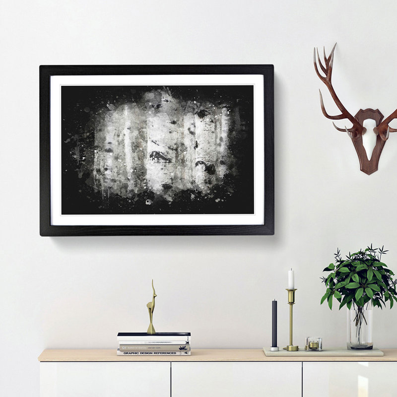 Silver Birch Tree Forest - Picture Frame Graphic Art Print, Black Framed, 62cm H x 87cm W x 2cm D