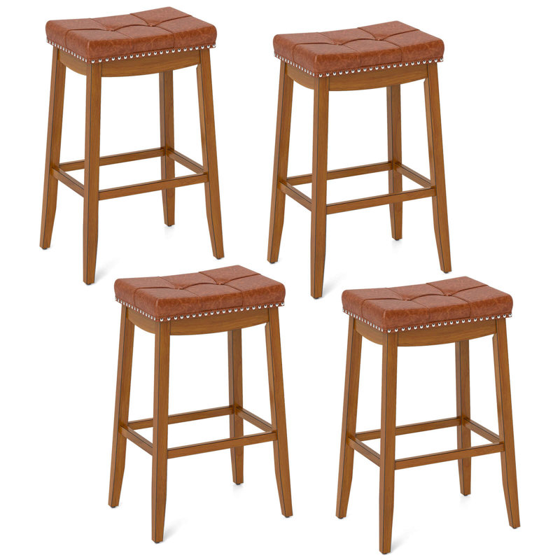 Tabourets de bar avec siège en cuir de polyuréthane et repose-pieds, Tabouret de bar (siège d'une hauteur de 29 po), 4