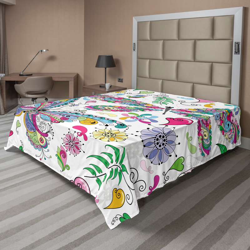 Multicolore Ambesonne, Drap plat pour très grand lit californien
