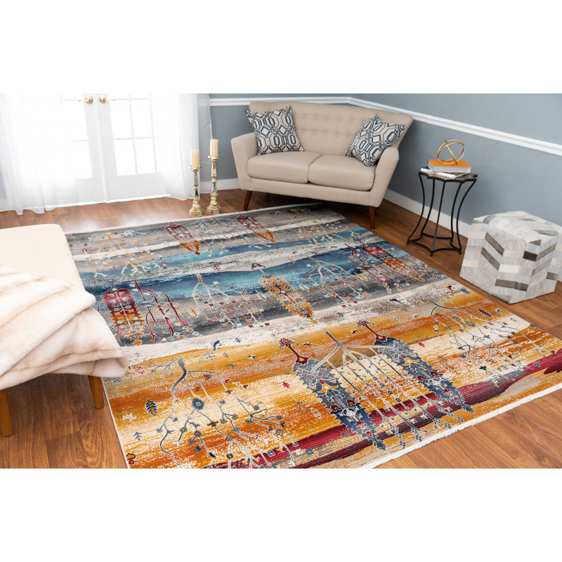 Lucha Floral Indoor Rug, Rectangle 5'3" x 7'10"