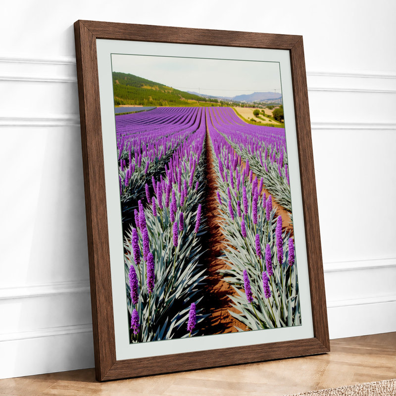 Lavender Fields Botanical - Framed Print, A1 - 84.1 x 59.4 cm, Walnut
