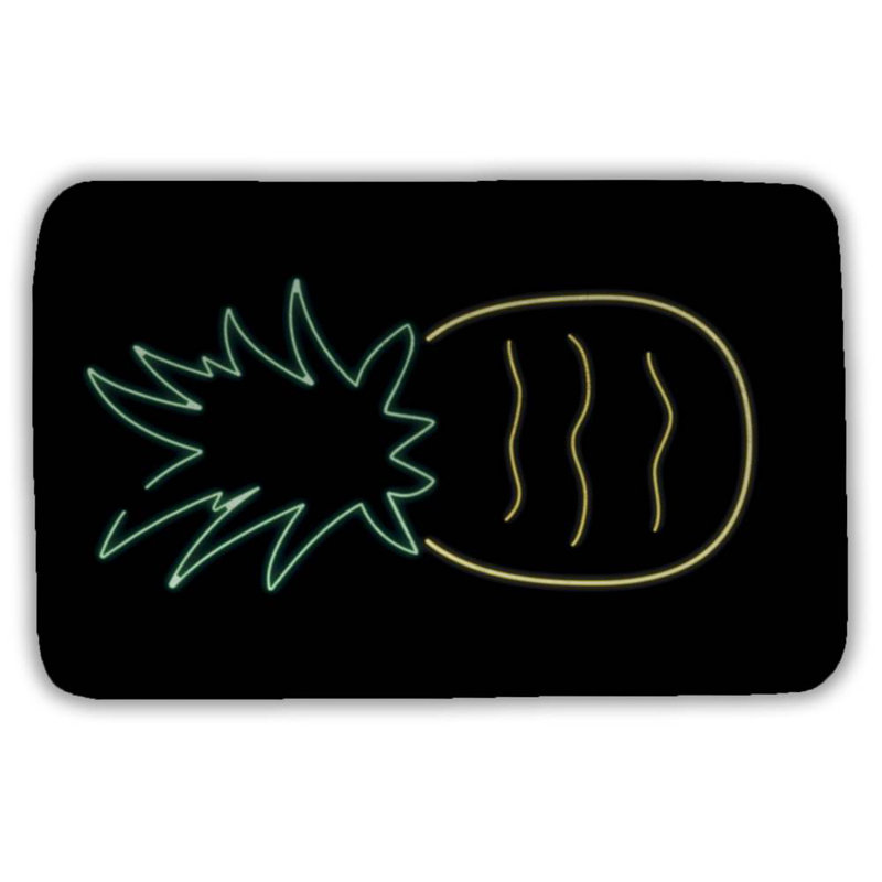 Neon pineapple Bath Mat with Non-Slip Backing - Quick Dry Memory Foam Bathroom Rug - Absorbent - Modern Plush Spa-Style - Machine Washable