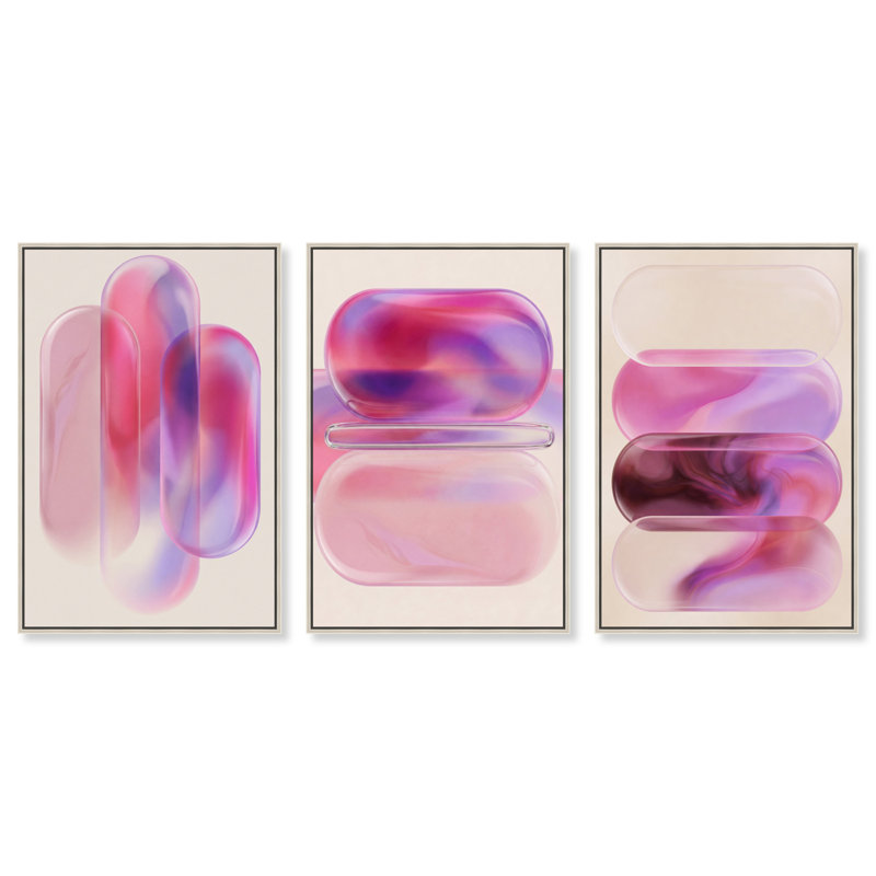 Rose Topaz Set Set by Oliver Gal, 37"H x 25"W, Silver Floater Frame