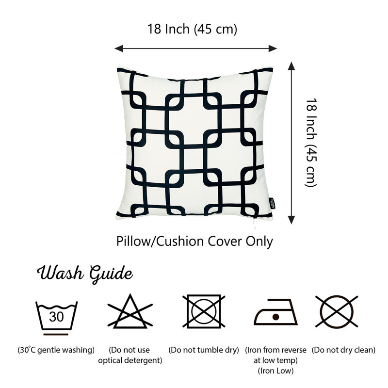 Black and White Geometric Polyester Euro Pillow Covers Set of 4