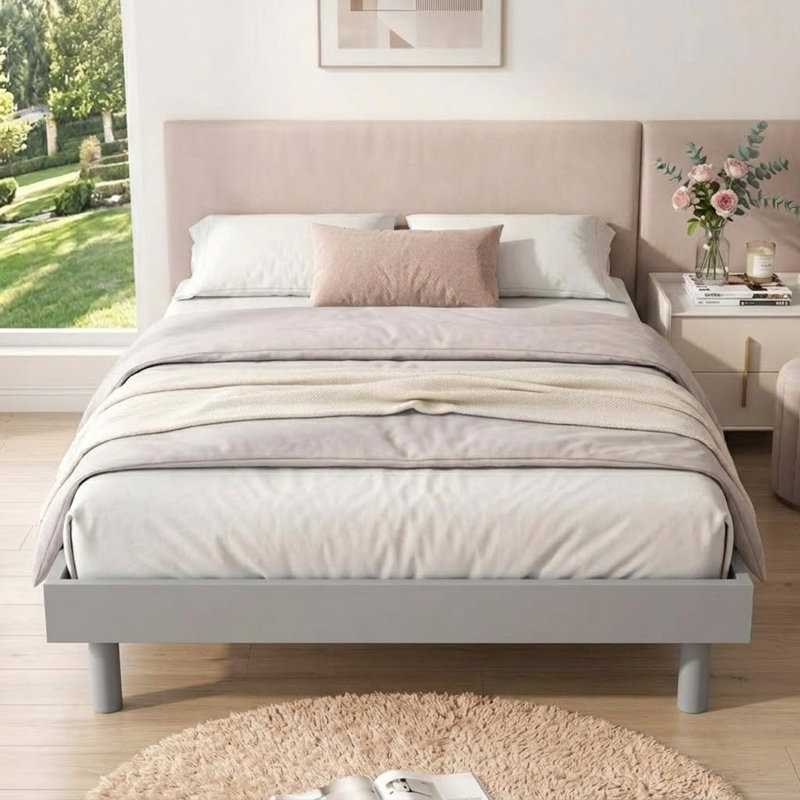 Cadre de lit simple 10,51 po Conny, Gris