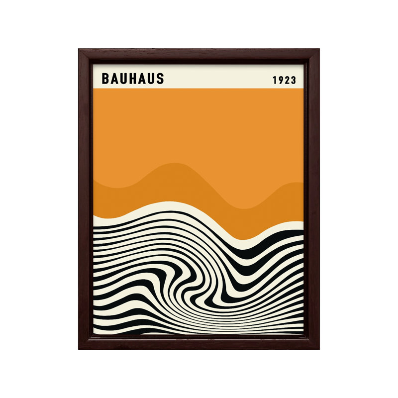 Lignes ondulées du Bauhaus, Canevas, H 08 po x l 10 po, Encadrement brun