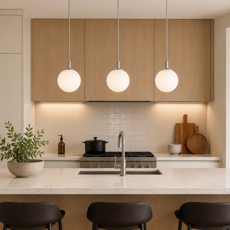 Triple luminaire suspendu Altia, Nickel satiné