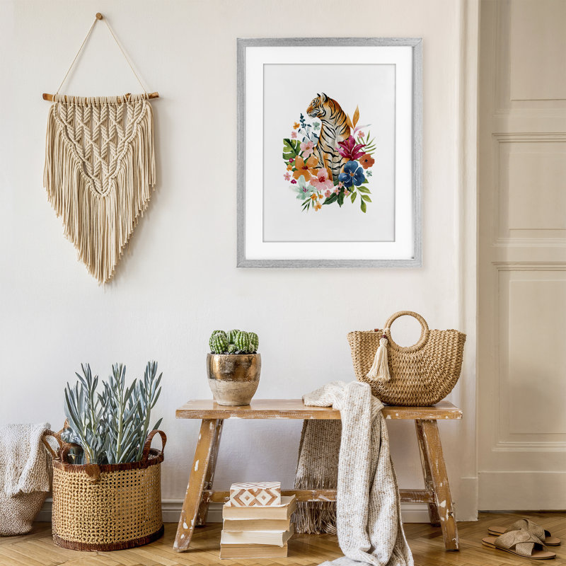 «Tropical Jungle Tiger», reproduction sous verre encadrée, par Bethany Sandoval, H 16 po x l 13 po