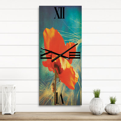 Horloge murale rétro coquelicot grunge