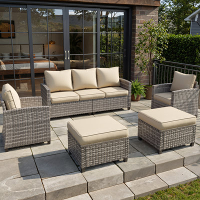 Olefin Fabric 5-Piece Outdoor Conversation Sets With Cushion