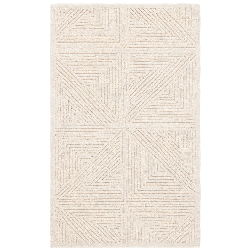 Tapis géométrique en laine / coton touffeté à la main Lisabet, Rectangle 3 pi x 5 pi