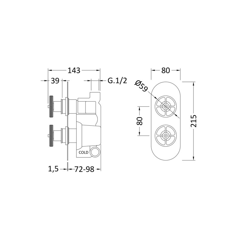 Industrial Valves Double Concealed Diverter Shower Valve