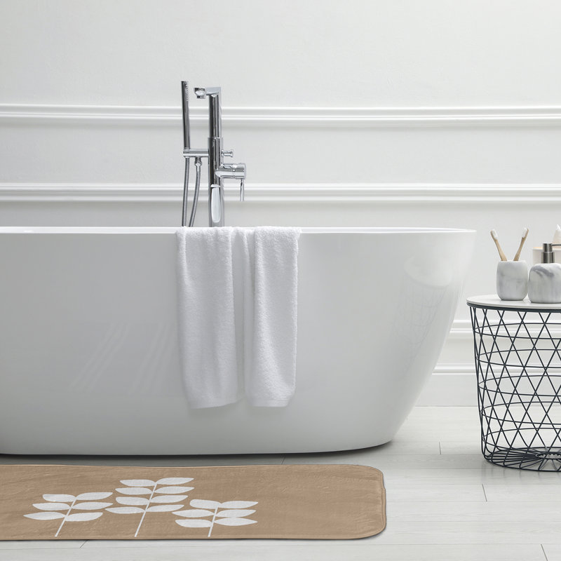 Tapis de bain Botanical Blooms, L 21 po x L 34 po, Brun