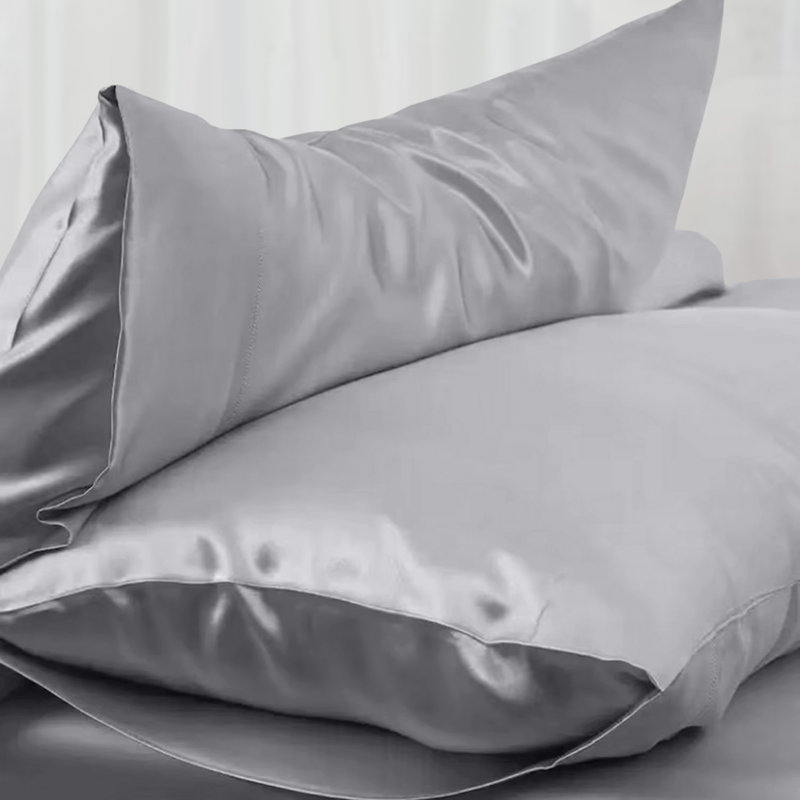 Miko 100% Silk Square Oxford Pillowcase, Silver