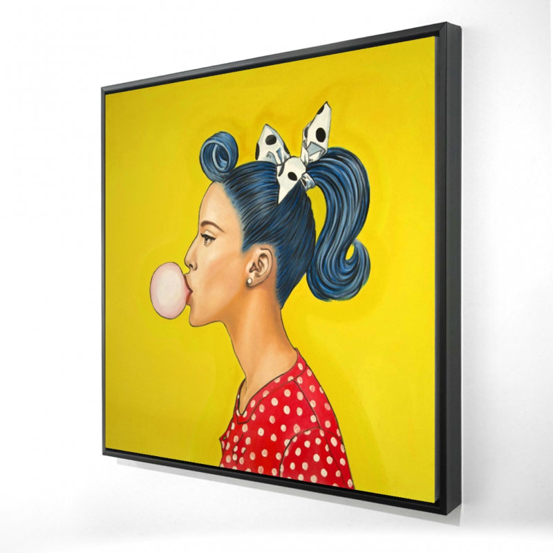 «Retro Woman with Beautiful Ponytail» - Toile encadrée, H 37,25 po x l 37,25 po