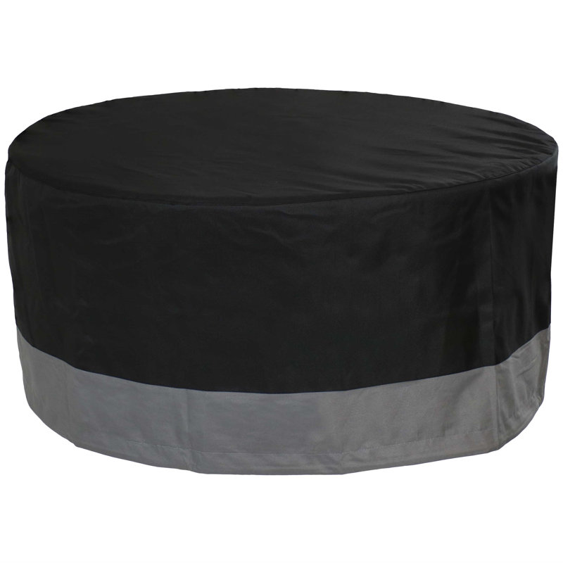 Johns Two-Tone Fire Pit Cover with Drawstring Closure - 24" x 60" - Gray/Black, Gray/Black, 24"H x 60"W x 60"D