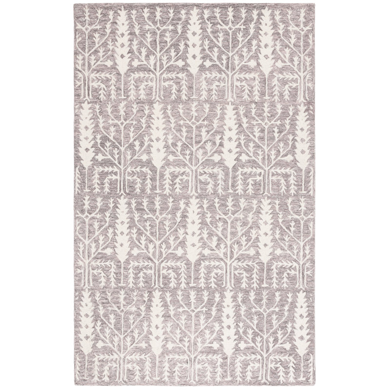 Jardin 852 Hand Tufted Wool/Cotton Vintage Look Rug in Purple/Ivory, Rectangle 3' x 5'