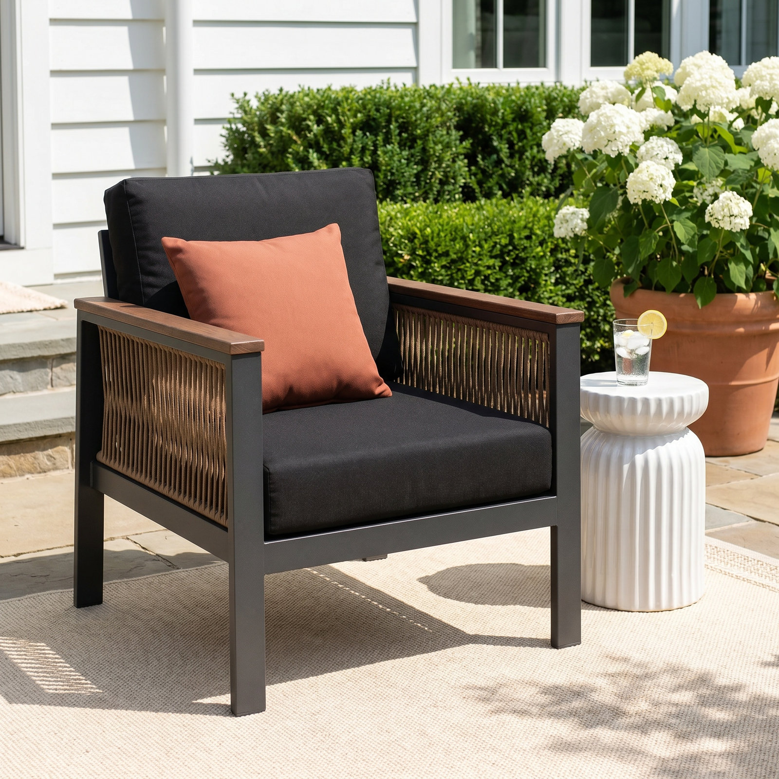 Townsend Sunbrella® Patio Lounge Chair, Canvas Black Sunbrella® Canvas