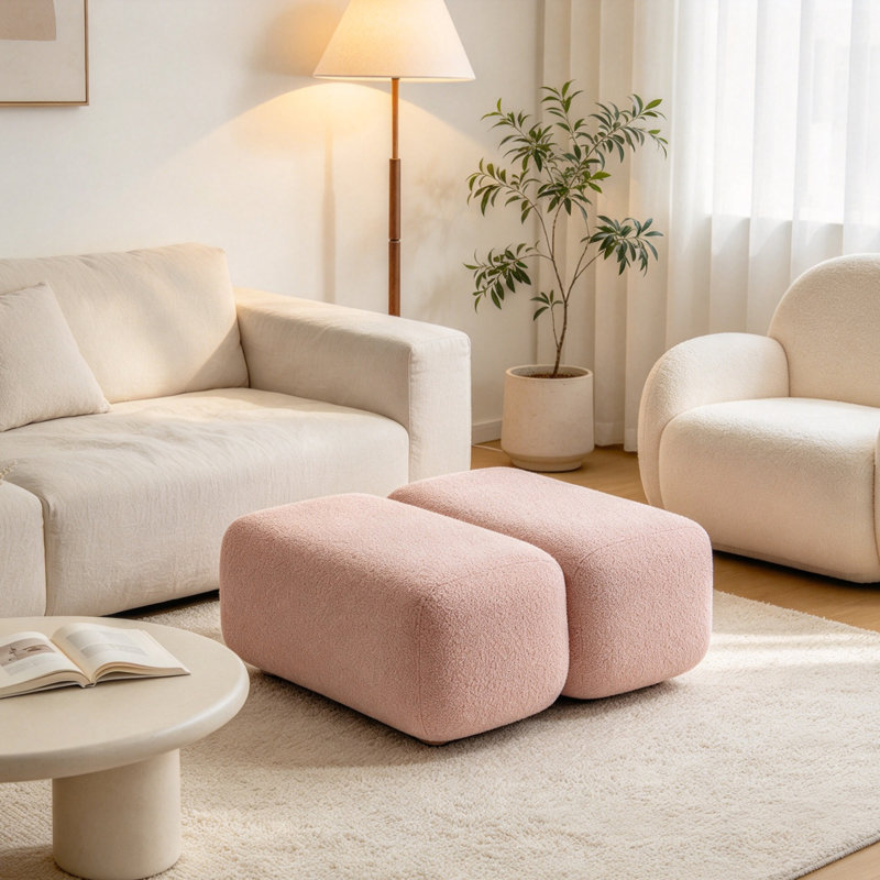Repose-pieds moderne en tissu rose