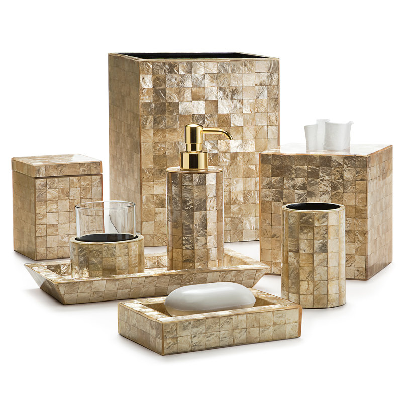 Capiz 3 Gallons Waste Bin, Champagne