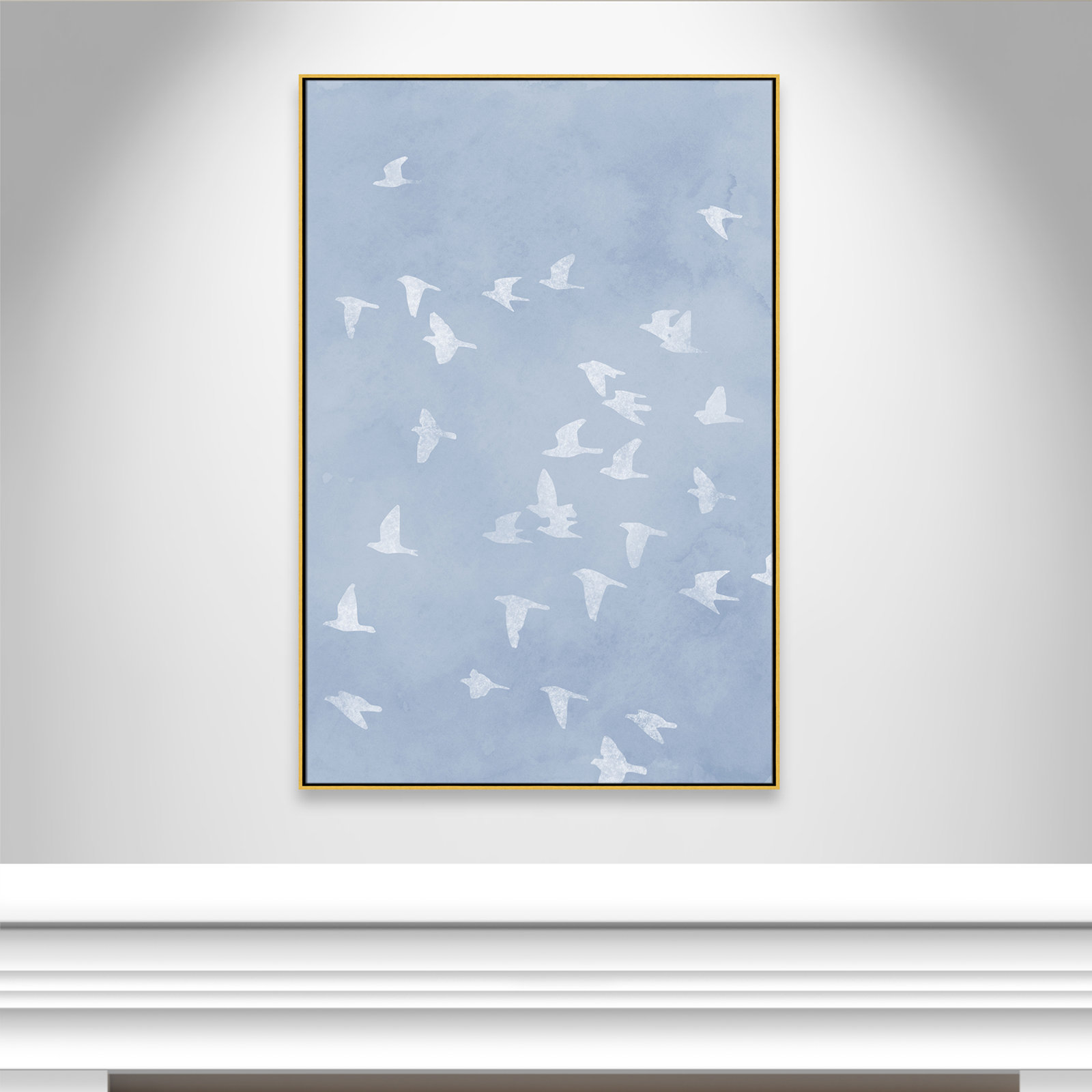 Flying Friends Print by Marcus Prime, 41.5'' W x 61.5'' H, Gold Floater