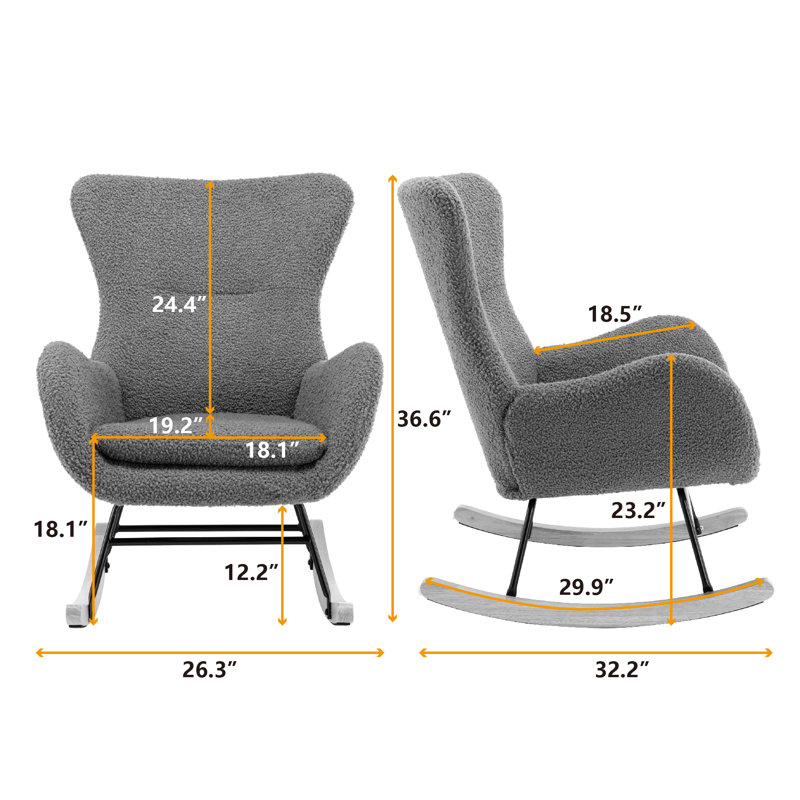 Chaise berçante Edsol, Velours noir