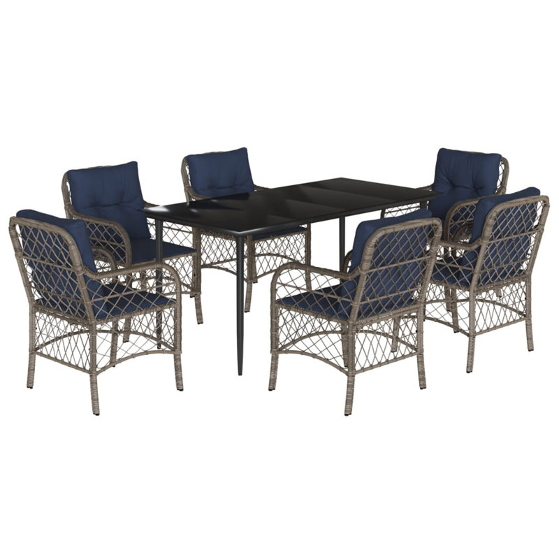  Ensemble de salle à manger de jardin gris, bleu marine