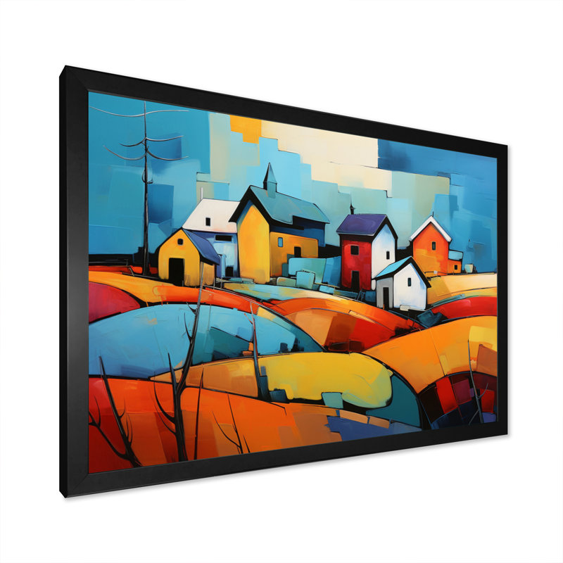 Collage Martaja Farmstead - impression, H 24 po x l 32 po x P 1 po, Cadre simple noir