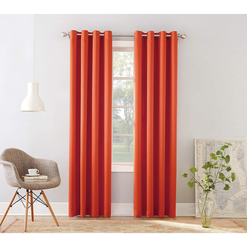 Rideau en polyester, Mandarine, L 54 po x L 95 po