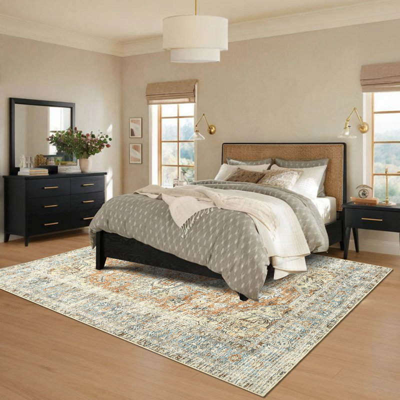 Tapis floral lavable Ruelu, Rectangle 10 pi x 13 pi