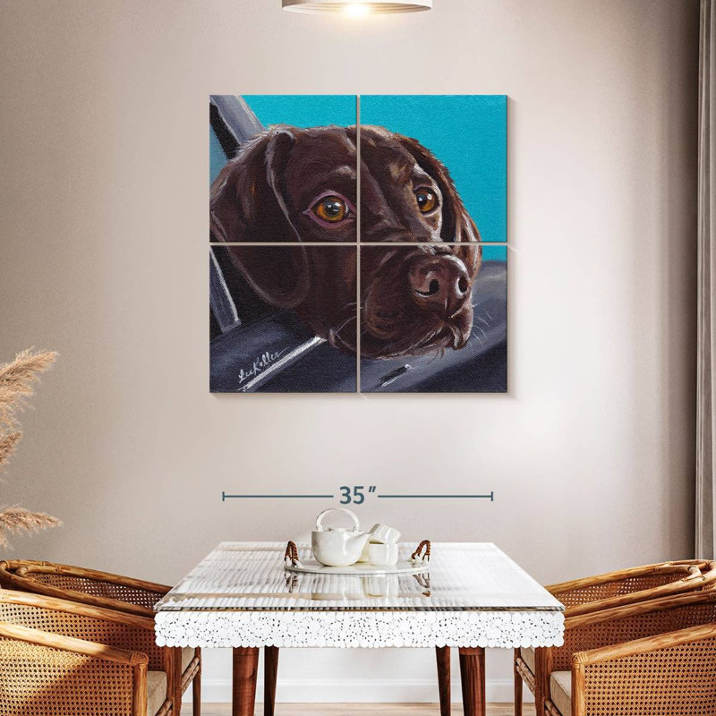 Brampt Chocolate Lab In Car, 38" H x 38" W