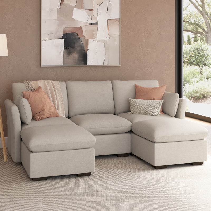 Méridienne modulaire 3 places Stedman, Polyester taupe brume
