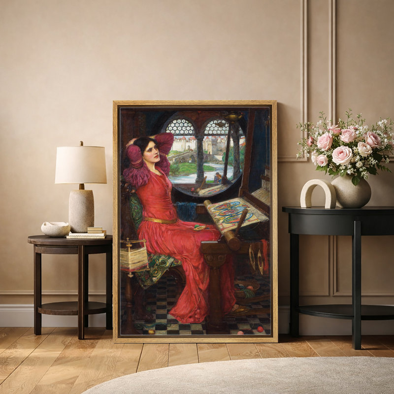 Art médiéval au métier à tisser, images intérieures romantiques, impression sur toile encadrée, H 24 po x l 16 po x P 1,5 po