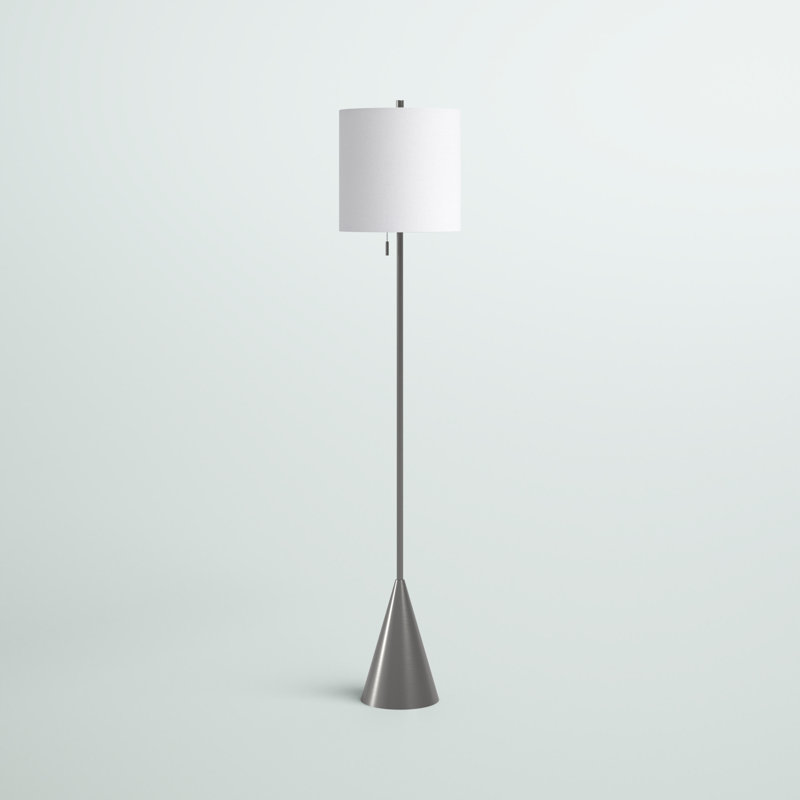 Galan 64'' Traditional Floor Lamp, White, Brushed Nickel