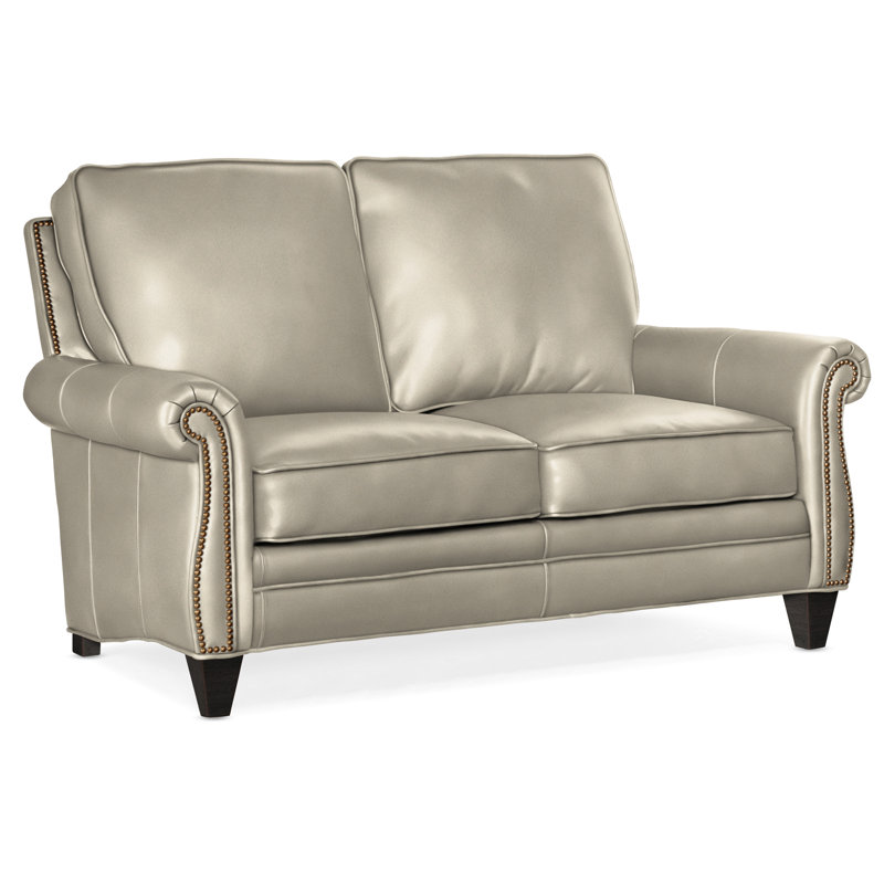 Reddish Leather Loveseat, Plantation, Anilina Hunter Genuine Leather, #9 French Natural