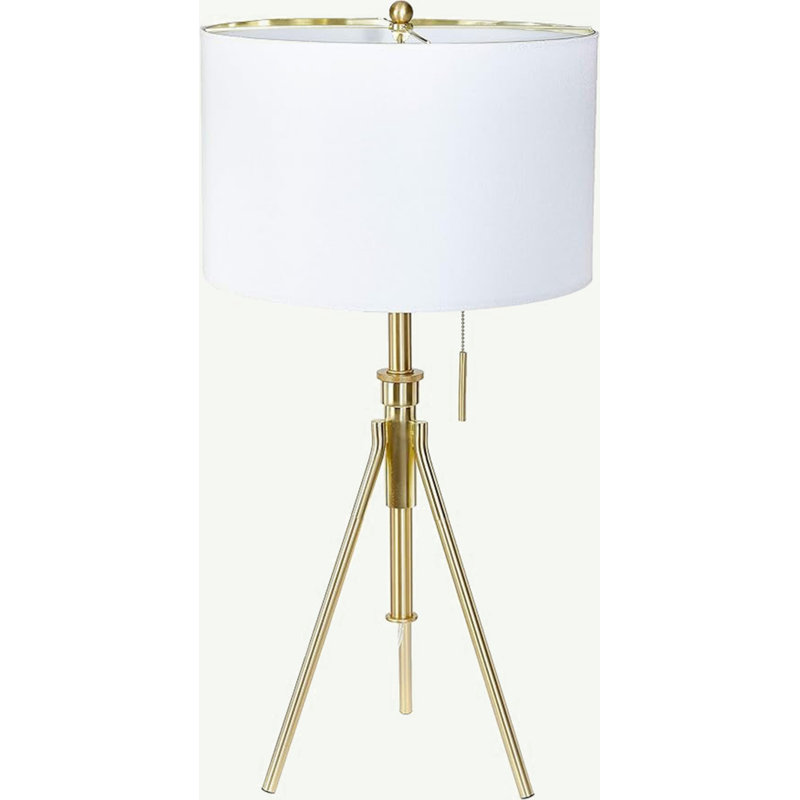 32-37"H Adjustable Tripod Table Lamp, Brushed Gold