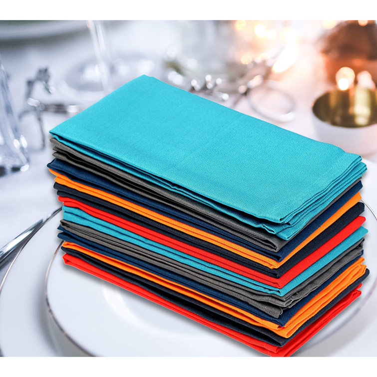 Ruvanti Multi Color Cloth Napkins 12 Pack 18x18 inch Durable Linen Napkins - Soft and Comfortable Reusable Fabric Napkins -Perfect Table NapkinsCotton