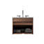 Meuble-lavabo moderne en noyer noir doux avec lavabo, grand rangement