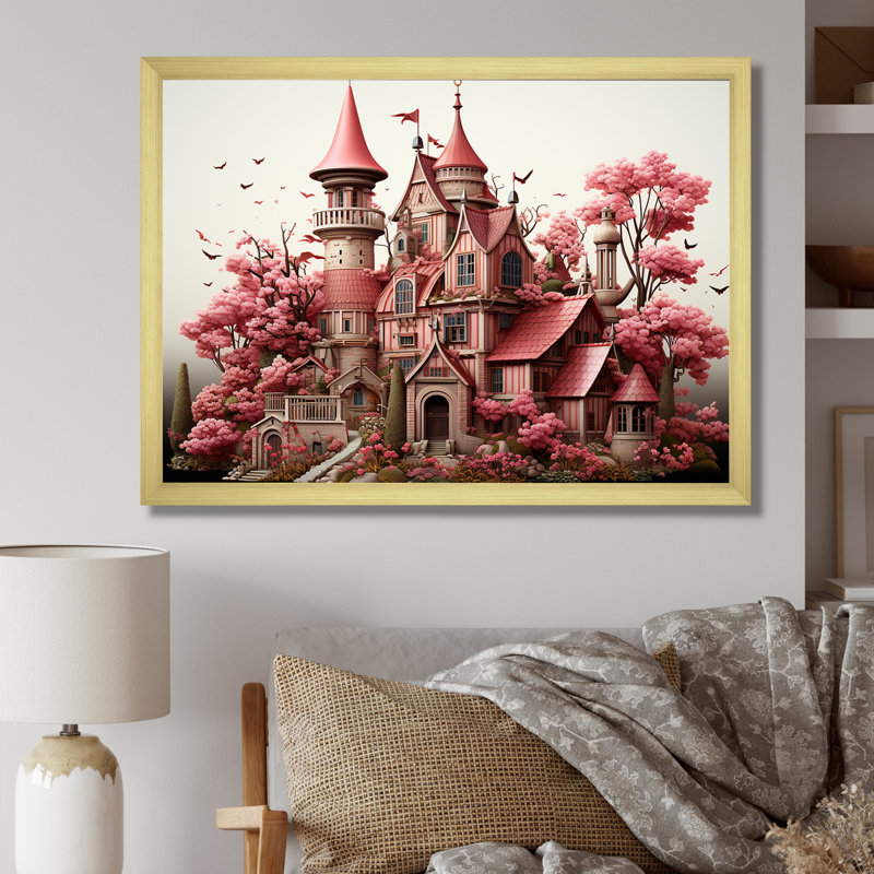 Monets, château, paysage revisité - Art mural classique, H 32 po x l 16 po x P 1 po, Cadre doré à coins fermés