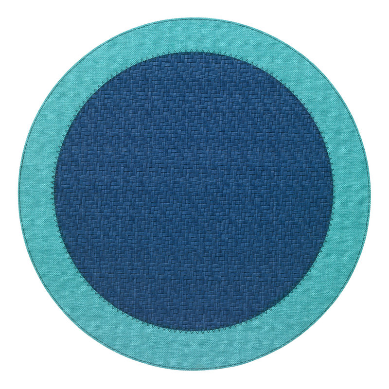 Halo Vinyl Round Placemat, Turquoise/Delft
