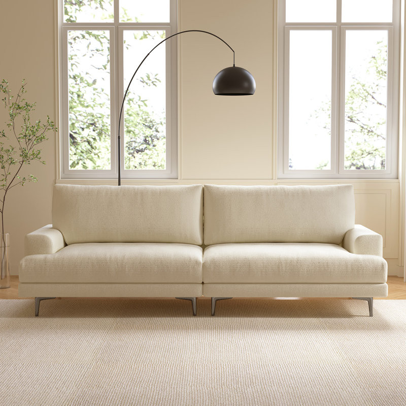 Canapé en tissu 86,61 po avec coussins de dossier, siège en mousse, structure en bois massif et pieds en métal