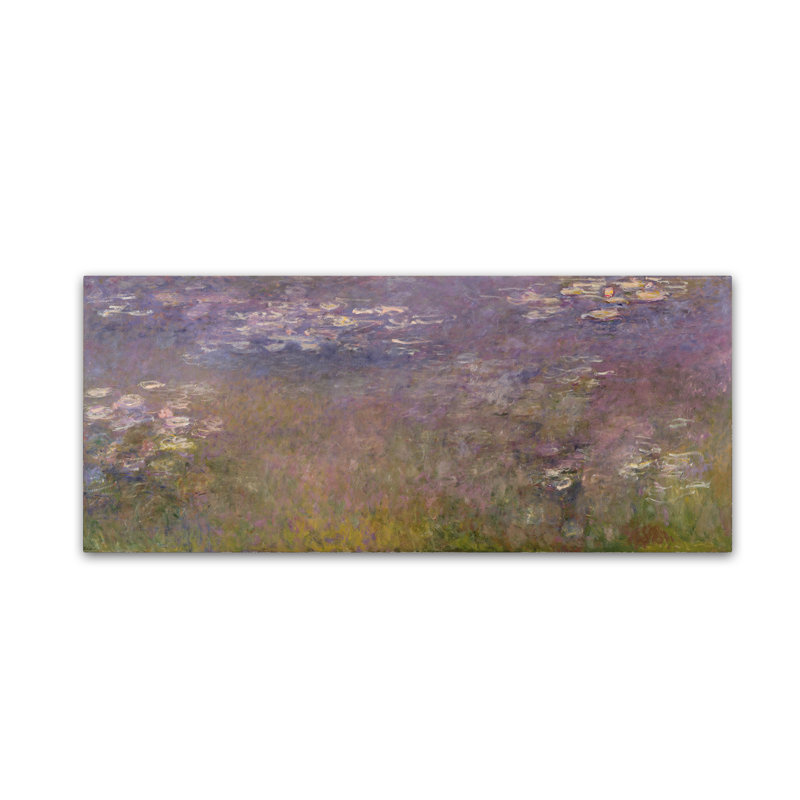 «Water Lilies (Agapanthus)», reproduction de peinture à l'huile sur toile tendue, H 14 po x l 32 po x P 2 po