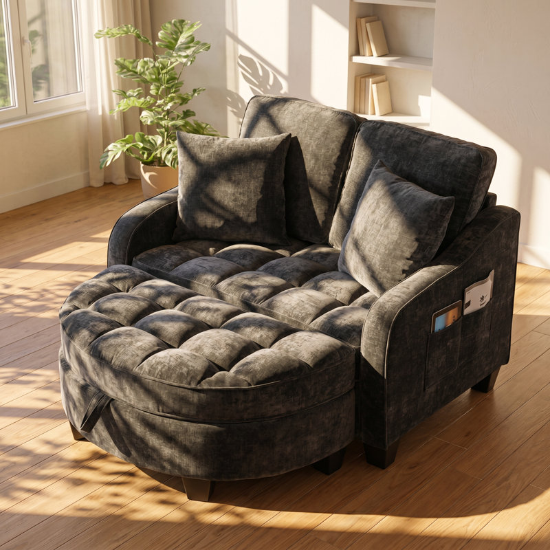 Canapé-lit à 2 places en velours côtelé Ailuridae l 42,68 po x P 54,88 po x H 36,6 po